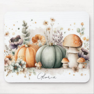 Herbstkürbisse und Blumen Herbstmuster  Mousepad