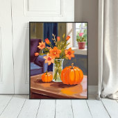 Herbstkürbisstrauß | Orange Blumen Herbst Poster