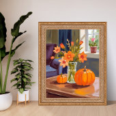 Herbstkürbisstrauß | Orange Blumen Herbst Poster