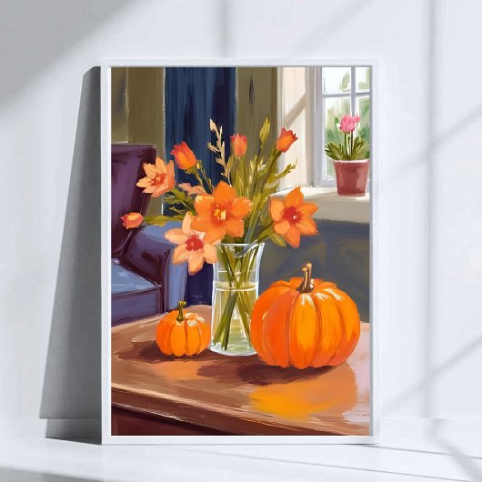Herbstkürbisstrauß | Orange Blumen Herbst Poster