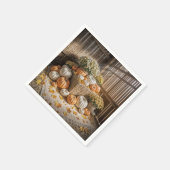 Herbstkürme auf einem Heuballen Serviette (Ecke)