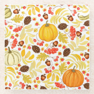 Herbstkürme, Eichhörnchen, Vintager Hintergrund. Glasuntersetzer