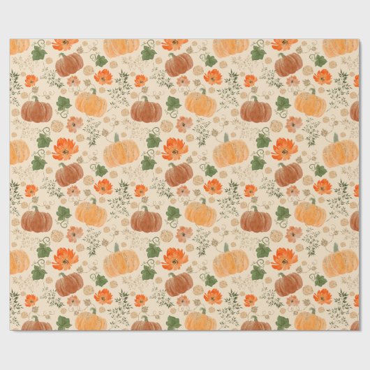 Herbstkürme Fall Blumengarten Blätter Orange Geschenkpapier (Flach)