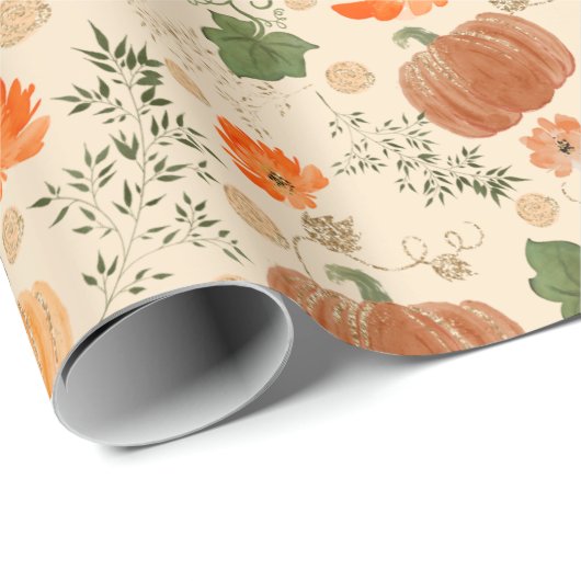 Herbstkürme Fall Blumengarten Blätter Orange Geschenkpapier (Rolleneckpunkt)