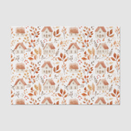 Herbstkürme, Häuser, Blätter Muster-Dekoupage Seidenpapier