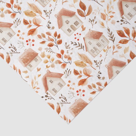 Herbstkürme, Häuser, Blätter Muster-Dekoupage Seidenpapier (Ausschnitt)