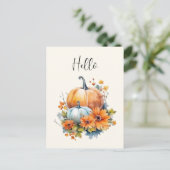 Herbstkürme mit Blume und Blättern Hallo Postkarte (Stehend Vorderseite)