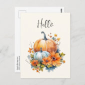 Herbstkürme mit Blume und Blättern Hallo Postkarte (Vorne/Hinten)