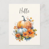 Herbstkürme mit Blume und Blättern Hallo Postkarte (Vorderseite)