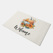 Herbstkürme mit Blume und Blättern Willkommen Fußmatte (Schrägansicht)