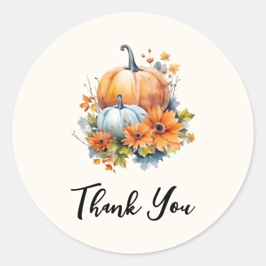 Herbstkürme mit Blume und Folien Vielen Dank Runder Aufkleber (Vorderseite)
