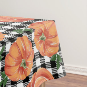 Herbstkürme mit schwarzem und weißem Gingham Fall Tischdecke