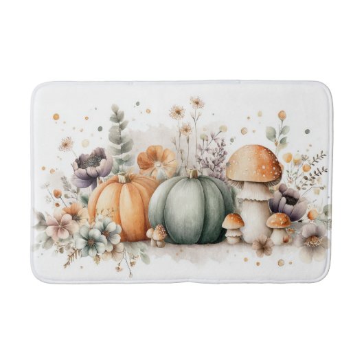 Herbstkürme, Pilze und Blume Badematte (Vorderseite)