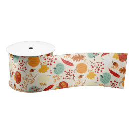 Herbstkürme und Blätter Pattern Satin Ribbon Satinband
