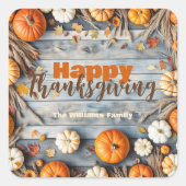 Herbstkürme und Blätter über den Erntedank Holz Quadratischer Aufkleber (Vorderseite)