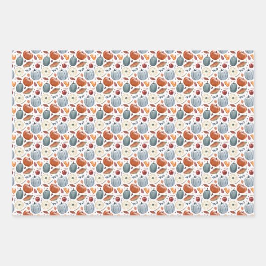 Herbstkürme und Herbstleaves Muster Geschenkpapier Set (Vorderseite)