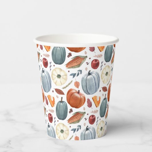 Herbstkürme und Herbstleaves Muster Pappbecher (Rückseite)