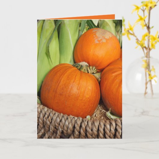 Herbstkürme und Stalks von Mais in Korb Karte (Gelbe Blume)