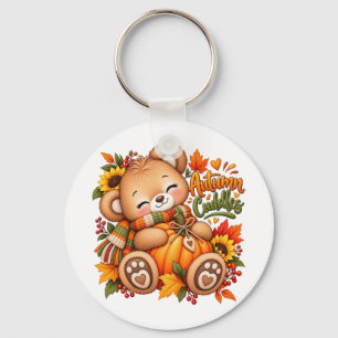 Herbstkuschel-Teddybär-Kürbis-Baby- und Kinderklei Schlüsselanhänger