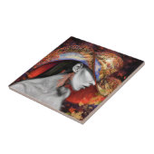 Herbstlady Keramik Tile - Malerei Fliese (Seite)