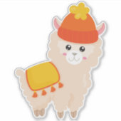 Herbstlama, Niedlich Llama, Alpaca, Llama mit Hut Aufkleber (Vorderseite)