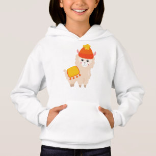 Herbstlama, Niedlich Llama, Alpaca, Llama mit Hut Hoodie