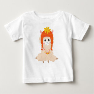 Herbstlama, Niedlicher Llama, Llama mit Hut, Alpac Baby T-shirt