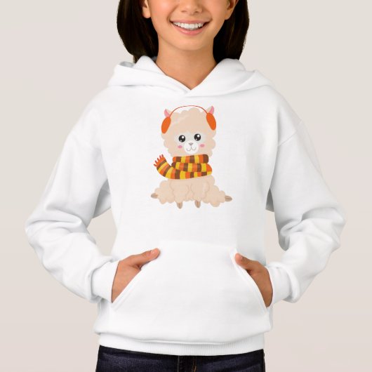 Herbstlama, Niedlicher Llama, Llama mit Scarf, Alp Hoodie (Vorderseite)