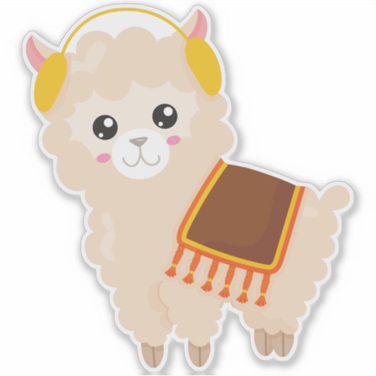 Herbstlama, Niedlicher Llama, Niedlicher Alpaca, O Aufkleber (Vorderseite)