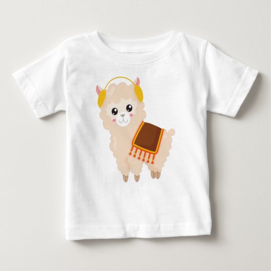 Herbstlama, Niedlicher Llama, Niedlicher Alpaca, O Baby T-shirt (Vorderseite)