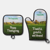 Herbstland - Personalisiert Ofenhandschuh & Topflappen-Set (Vorderseite)