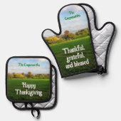 Herbstland - Personalisiert Ofenhandschuh & Topflappen-Set (Vorderseite/Rückseite)