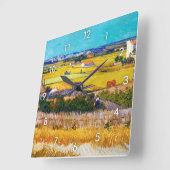 Herbstland, Van Gogh Quadratische Wanduhr (Winkel)