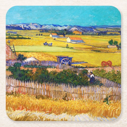 Herbstland, Van Gogh Rechteckiger Pappuntersetzer (Vorderseite)
