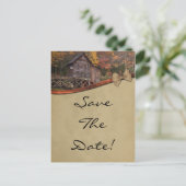 Herbstländerthema Save the Date Hochzeit Ankündigungspostkarte (Stehend Vorderseite)
