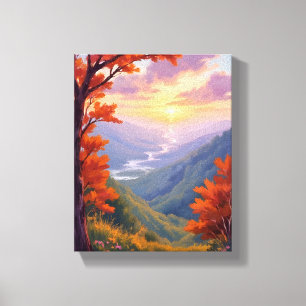 Herbstlandschaft Aquarell Herbstlaubmalerei Leinwanddruck