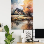 Herbstlandschaft Aquarellbilder drucken Poster (Heimbüro)