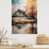 Herbstlandschaft Aquarellbilder drucken Poster (Küche)