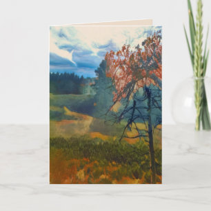 Herbstlandschaft Bäume Nebel Himmel Malfilter Szen Karte