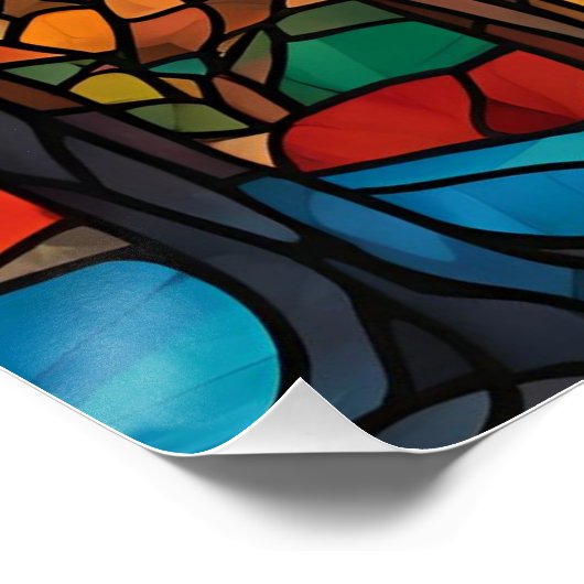 Herbstlandschaft Bleiglas-Illustration Poster (Ecke)