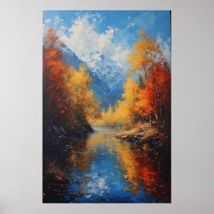 Herbstlandschaft der Flussgebirge Poster