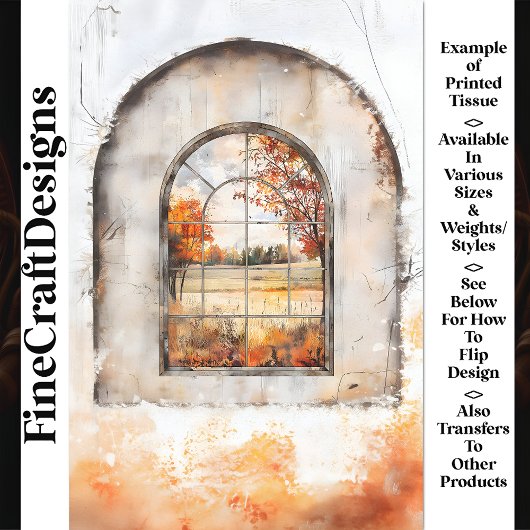 Herbstlandschaft durch Arch-Fenster AM9 Decoupage Seidenpapier