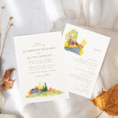 Herbstlandschaft Elegantes Hochzeitsmenü Einladung