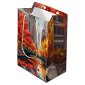 Herbstlandschaft-Geschenktasche Mittlere Geschenktüte (Vorderseite Schrägansicht)
