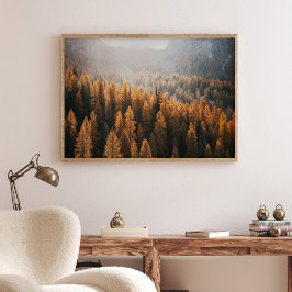 Herbstlandschaft Herbstgebirgsblick mit Gelb Poster