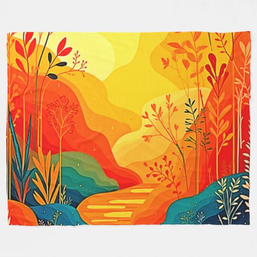 Herbstlandschaft Kunst Fleecedecke (Vorderseite (Horizontal))