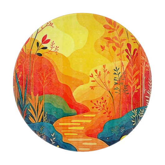 Herbstlandschaft Kunst Schneidebrett (Vorderseite)