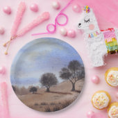 Herbstlandschaft landschaftliche Baummalerei Pappteller (Party)