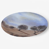 Herbstlandschaft landschaftliche Baummalerei Pappteller (Schrägansicht)