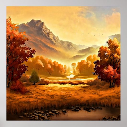Herbstlandschaft Malerei-1 Poster (Vorne)